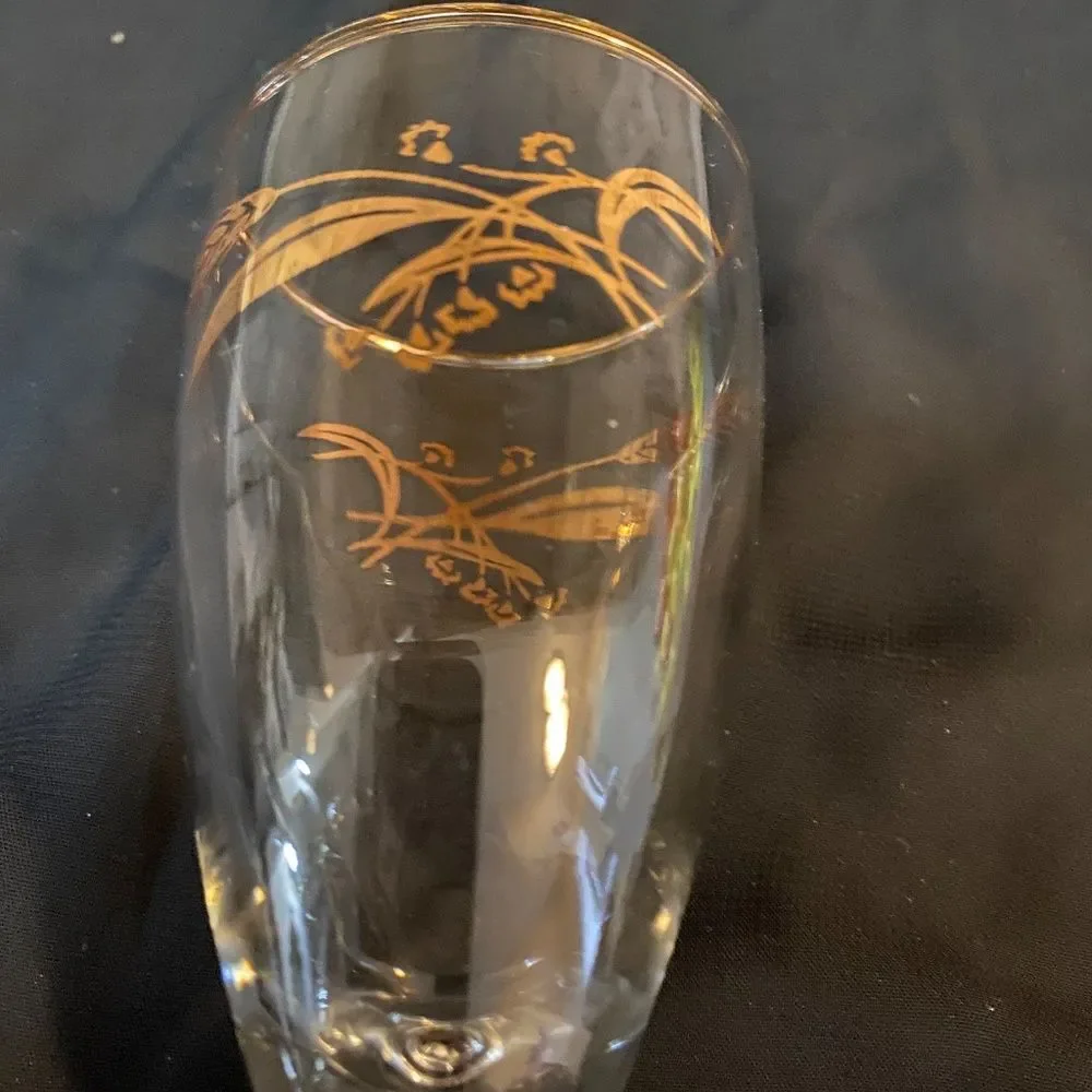 * 1950’s vintage Libby cordial glass set of 2 wheat gold detail